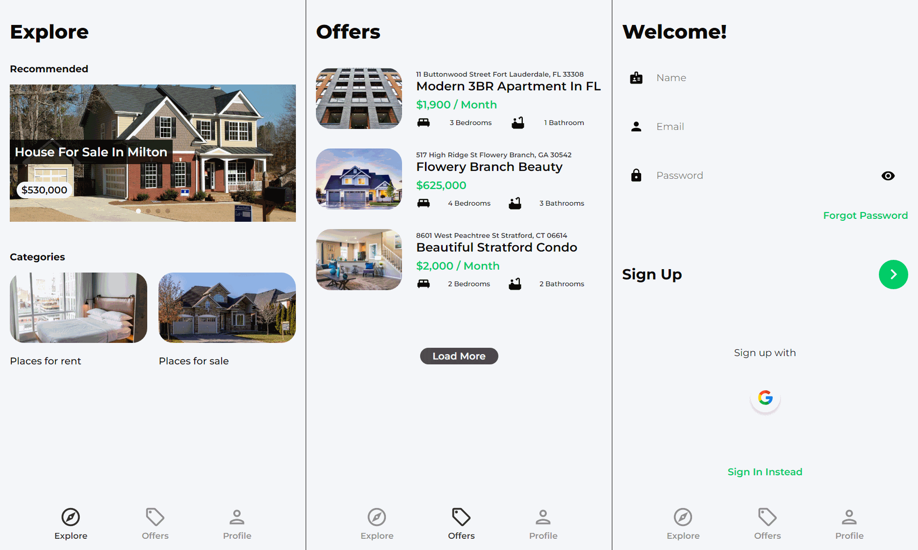 screenshot of the House Marketplace project